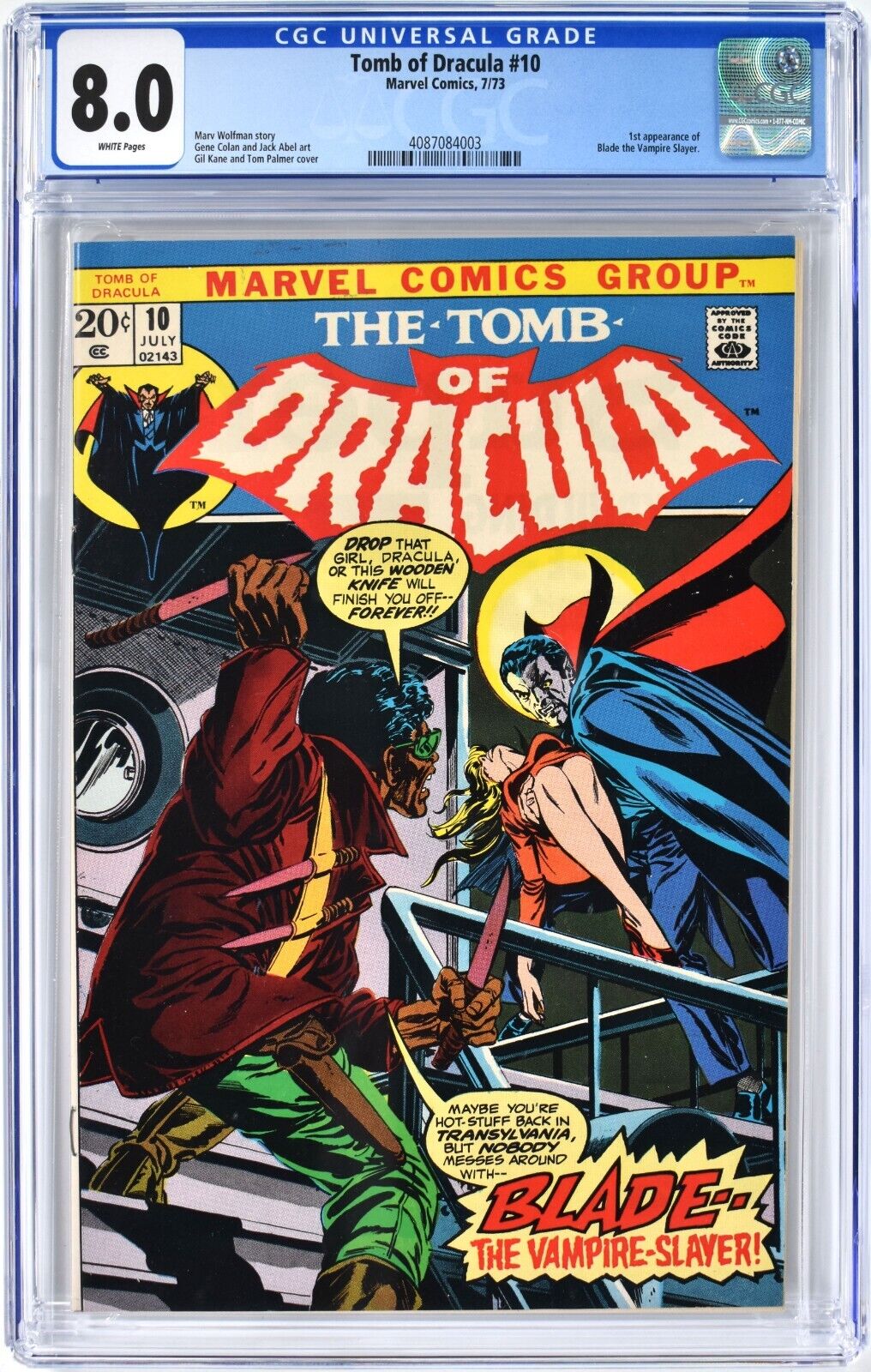 S553 TOMB OF DRACULA 10 CGC VF 80 1973 1st App of BLADE THE VAMPIRE SLAYER