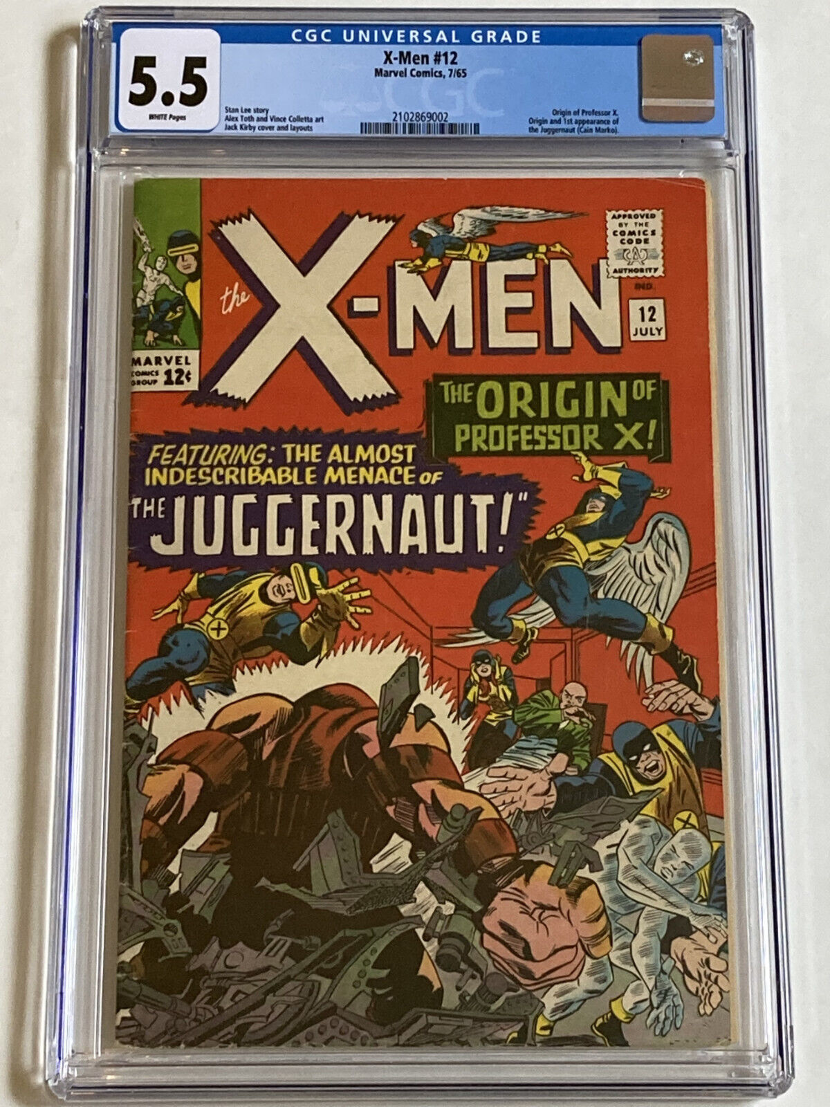 XMEN 12 CGC 55 COMIC 1965 1ST JUGGERNAUT ORIGIN PROFESSOR X STAN LEE