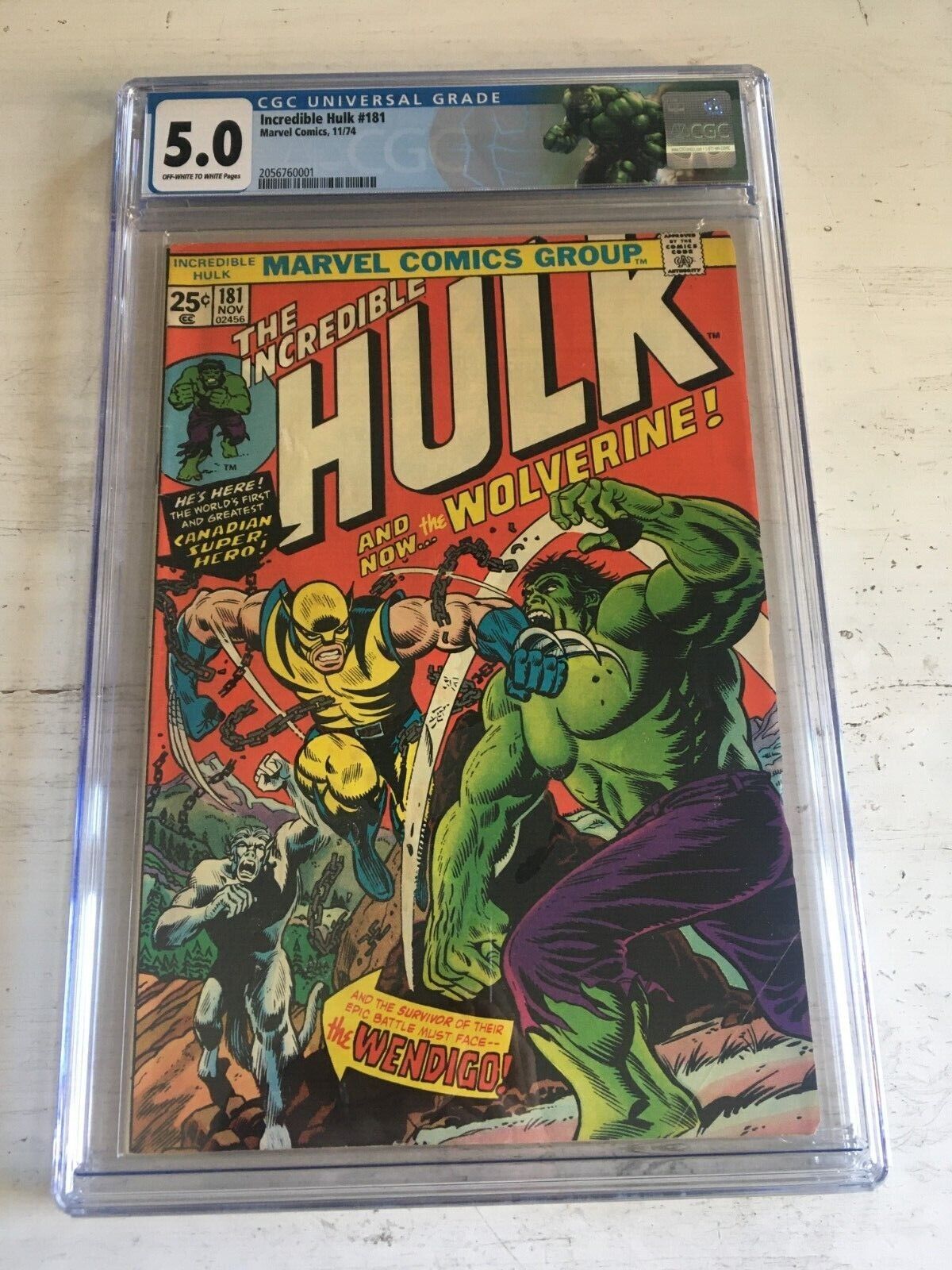 CGC INCREDIBLE HULK 181 1974 MARVEL 50 1ST FULL APP OF THE WOLVERINE