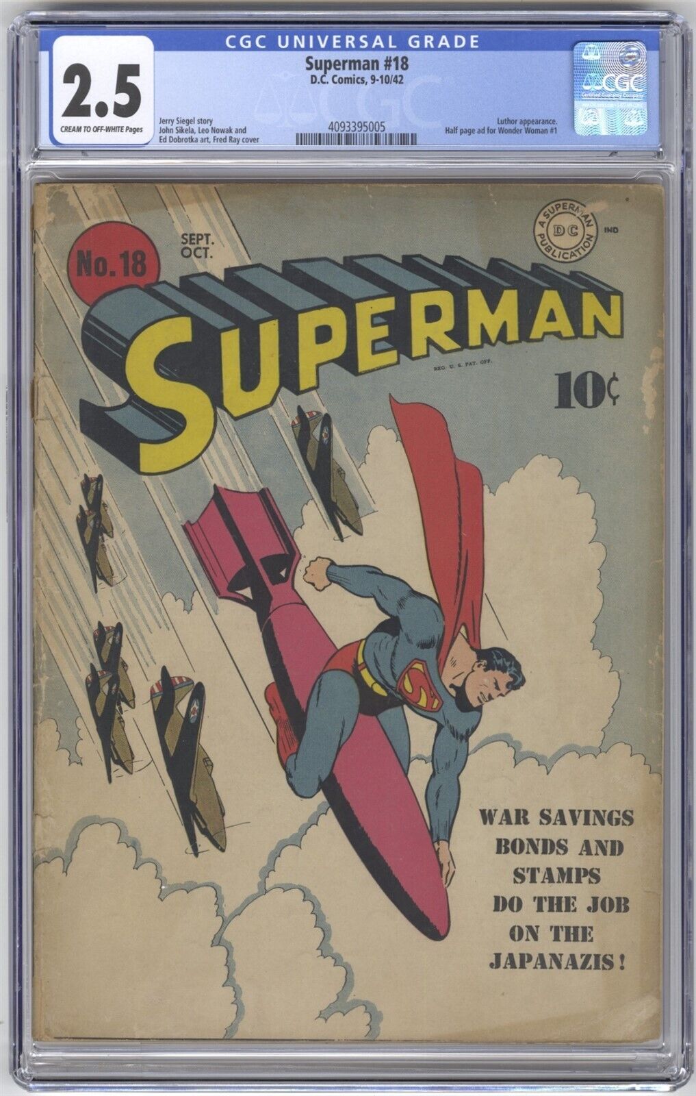 Superman 18 CGC 25 VINTAGE DC Lex Luthor App Half Page Ad for Wonder Woman 1