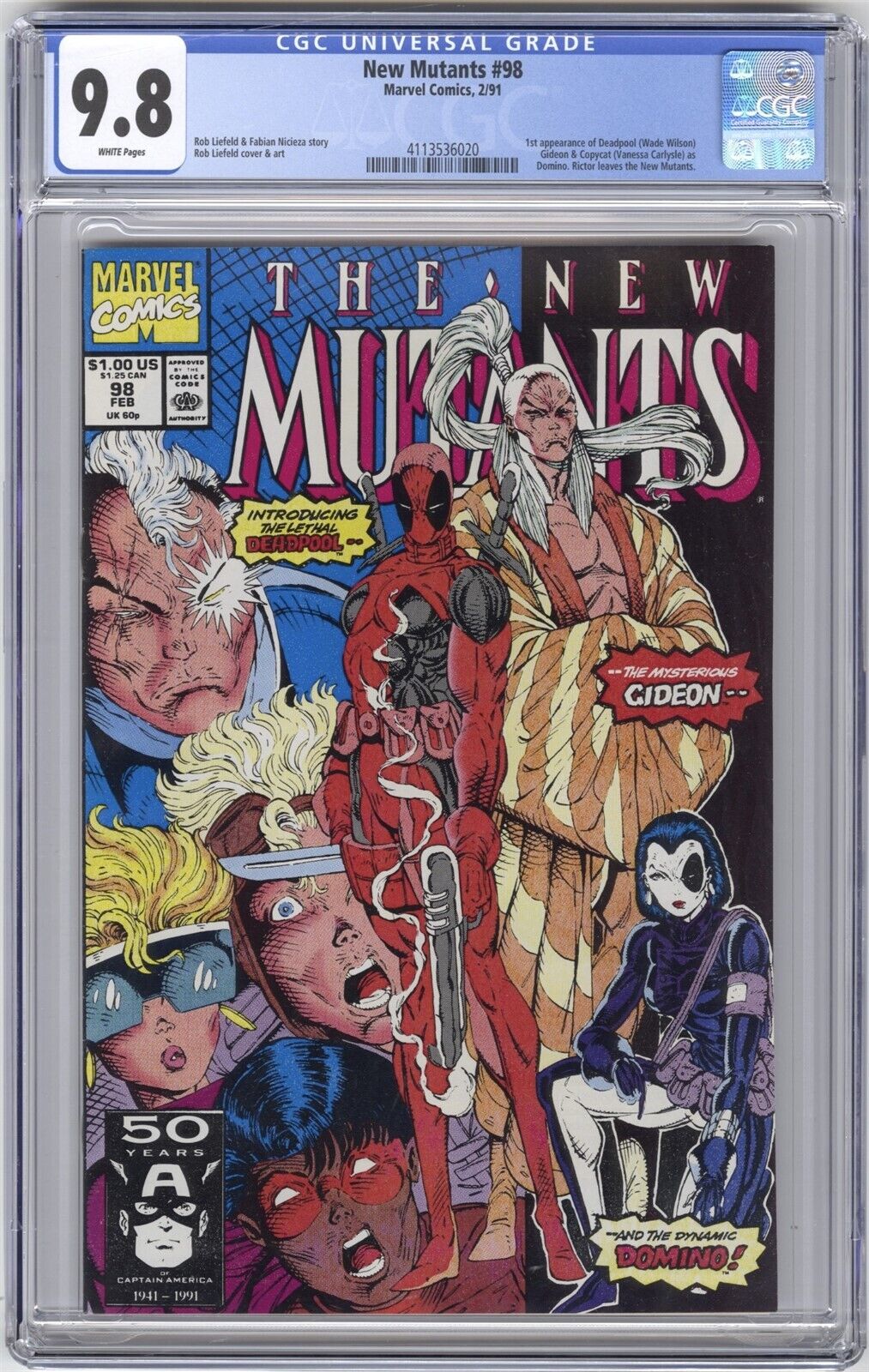 New Mutants 98 CGC 98 HI GRADE Marvel Comic KEY 1st Gideon Copycat  Deadpool