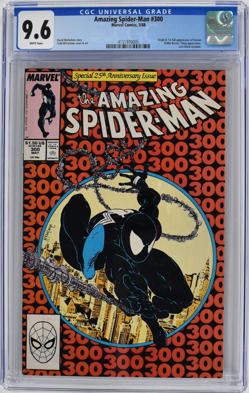 Amazing SpiderMan 300 Marvel CGC 96 NM 1988 Origin  1st full app of Venom