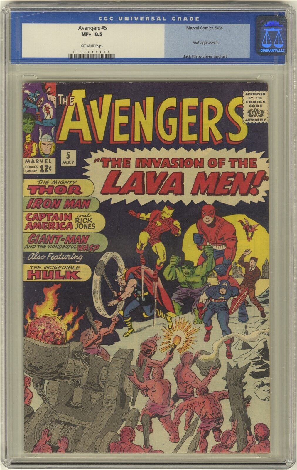 Avengers 5 CGC 85 HIGH GRADE Marvel Comic KEY 1st Lava Men App OLD LABEL