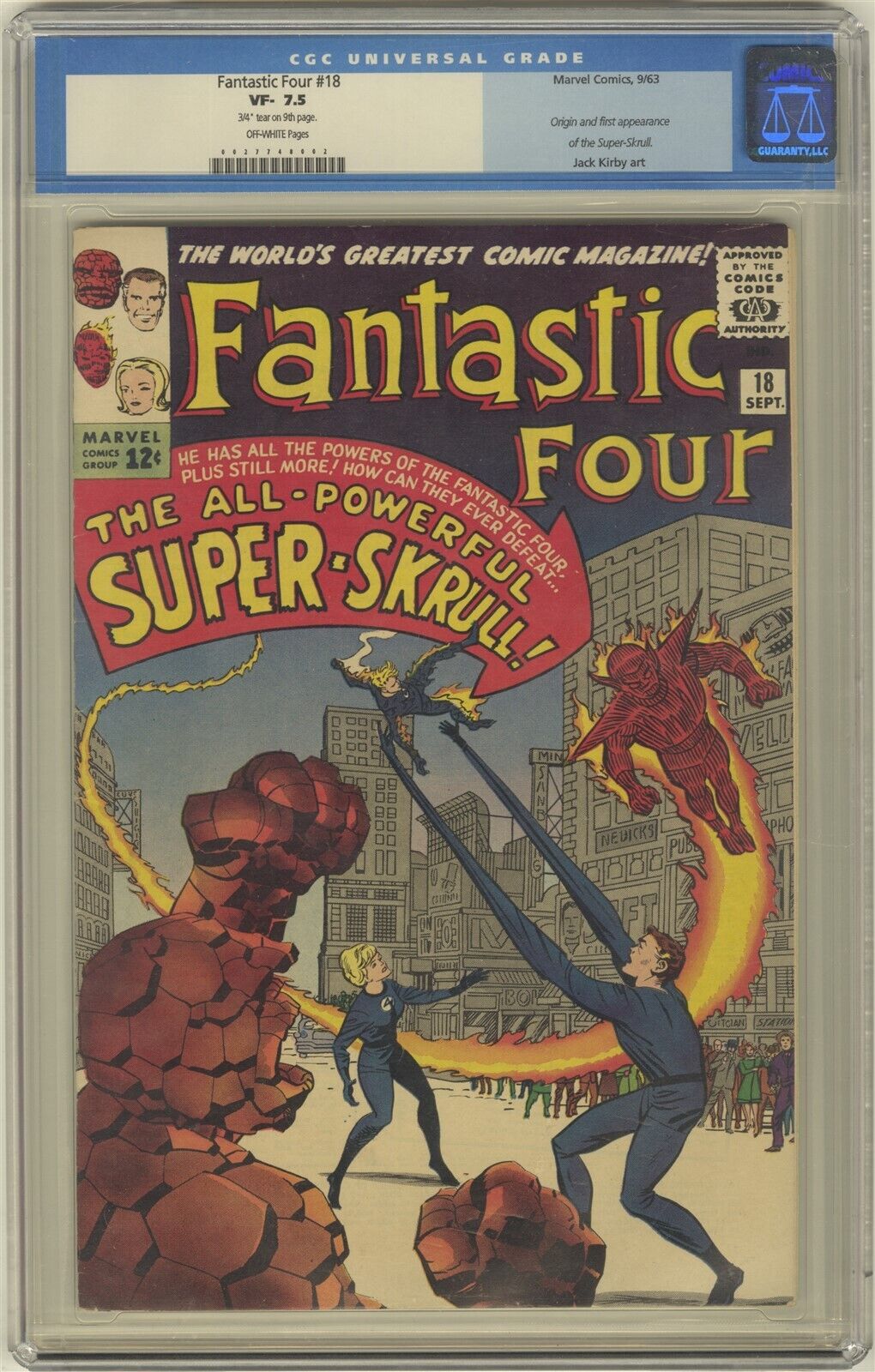 Fantastic Four 18 CGC 75 HIGH GRADE Marvel Comic KEY Origin  1st Super Skrull