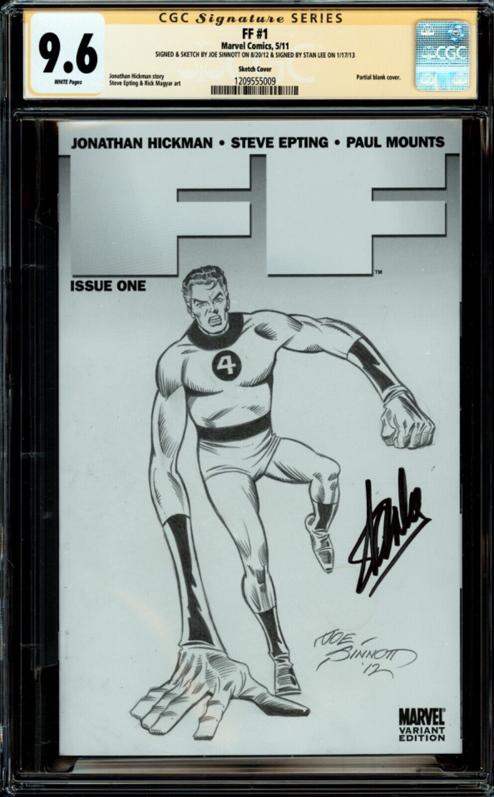 FANTASTIC FOUR 1 CGC 96 SS JOE SINNOTT MR FANTASTIC SKETCH SIGNED STAN LEE