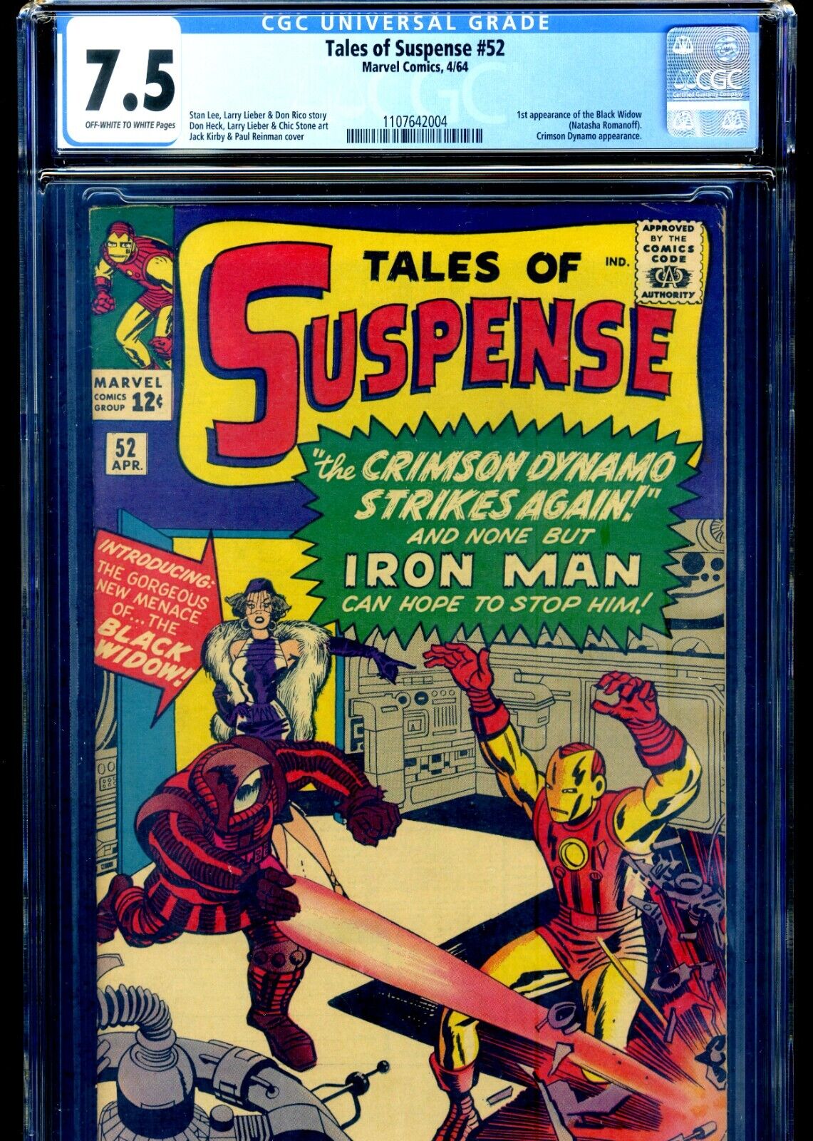 TALES OF SUSPENSE 52 CGC 75 OWWHITE  464  1ST APP BLACK WIDOW   IRONMAN