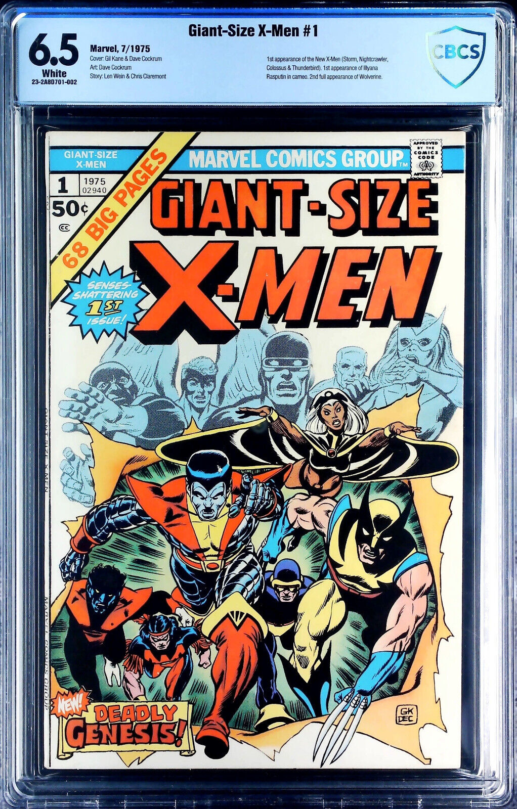 GiantSize XMen 1 1975 1st App Colossus Storm  more 2nd Wolverine CBCS 65 W