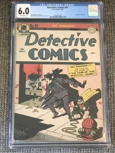 Golden Age Comic Detective 91 CGC 60 Batman Joker Cover 1944 Very Rare