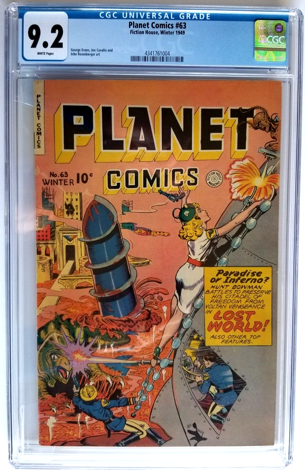 PLANET COMICS 63 CGC NM 92 FICTION HOUSE 1949 WHITE PAGES ONLY 2 BOOKS HIGHER