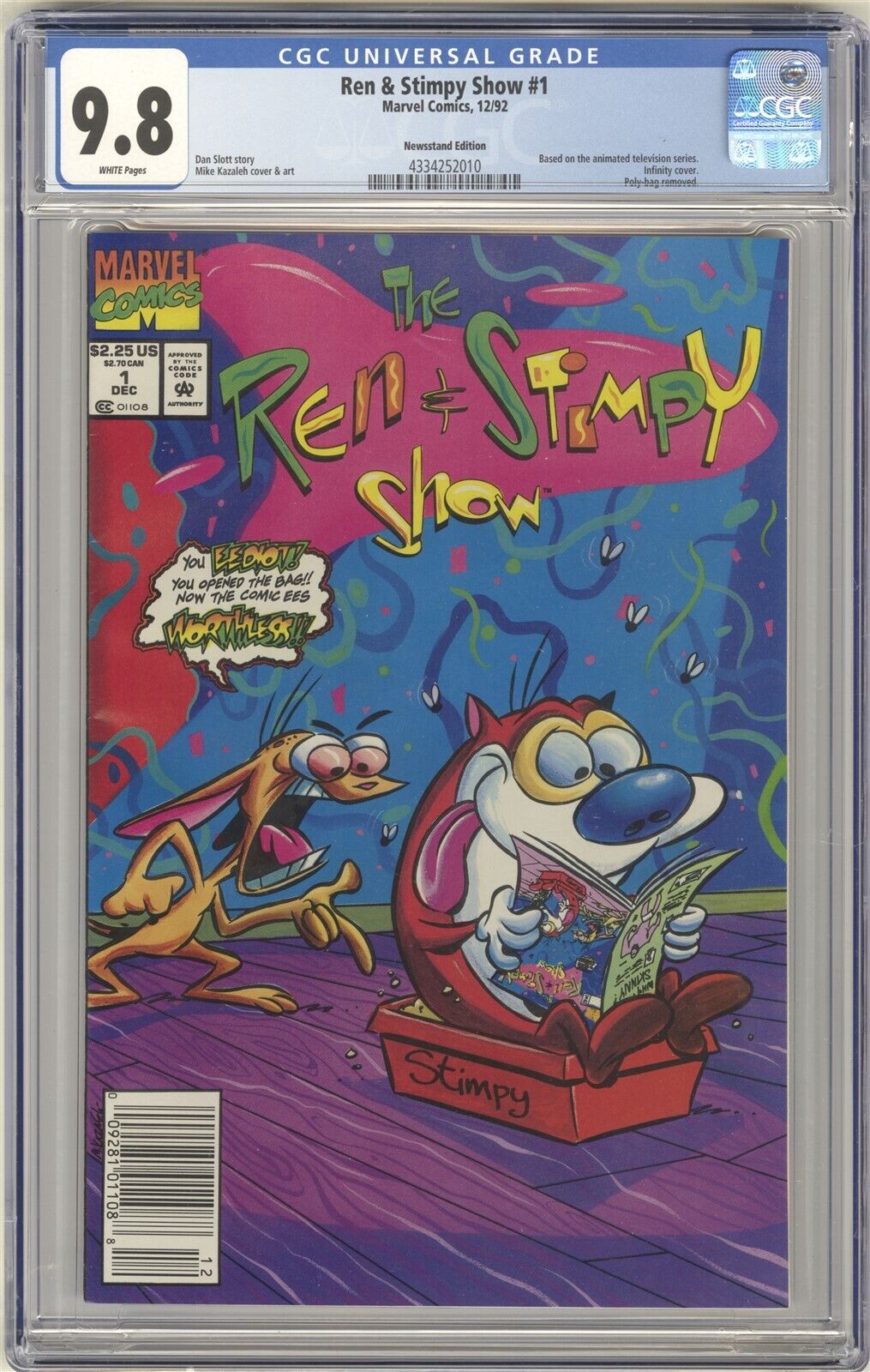 Ren  Stimpy Show 1 Newsstand Edition CGC 98 HIGH GRADE Marvel Comic KEY