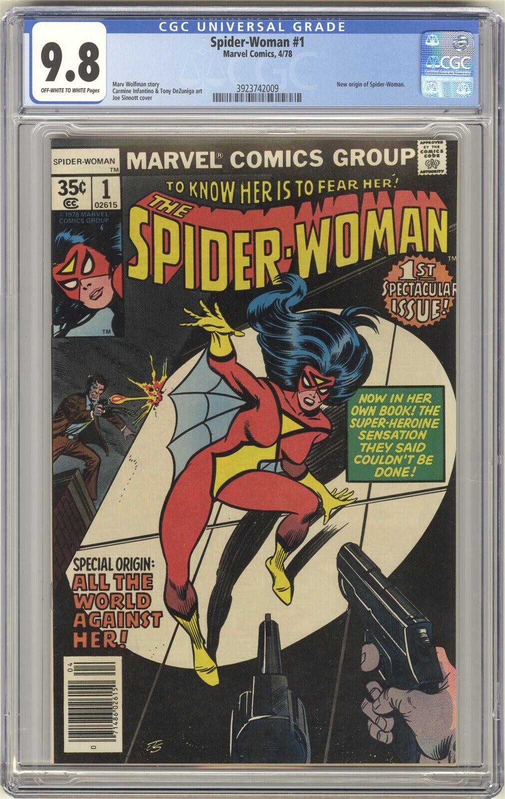 SpiderWoman 1 CGC 98 HIGH GRADE Marvel Comic KEY New Origin Jessica Drew