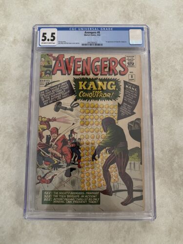Marvel Avengers 8 1964  1st Appearance KANG THE CONQUEROR  CGC 55  OWW