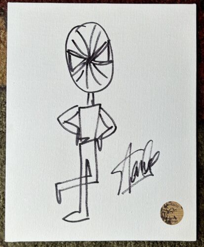 Stan Lee SpiderMan Doodle Sketched  Signed by Stan Lee Marvel Very Rare