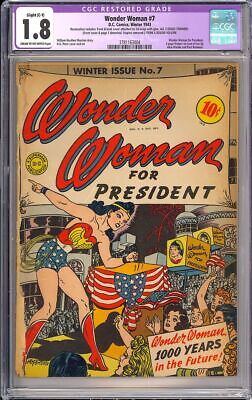Wonder Woman 7 Trimmed Classic President Cover Golden Age DC 1943 CGC 18