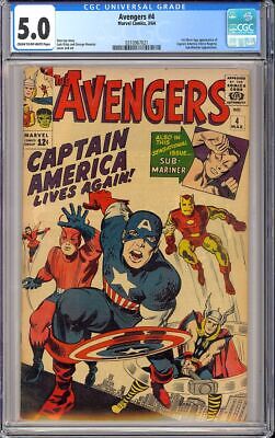 Avengers 4 Nice 1st Silver Age App Captain America Marvel Comic 1964 CGC 50