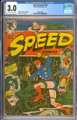 Speed Comics 30 Classic Nazi WWII War Cover Golden Age Harvey 1944 CGC 30