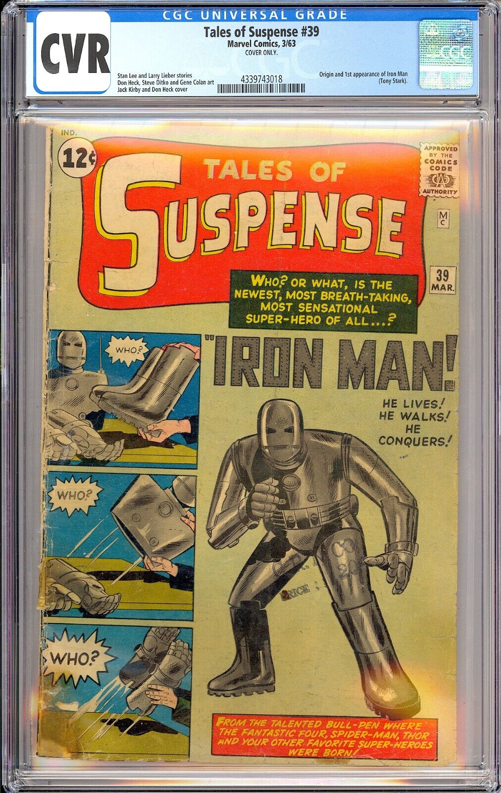 Tales of Suspense 39 COVERS ONLY Origin1st App Iron Man Marvel 1963 CGC CVR