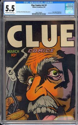 Clue Comics V2 1 Very Nice Simon  Kirby Art Golden Age Hillman 1947 CGC 55