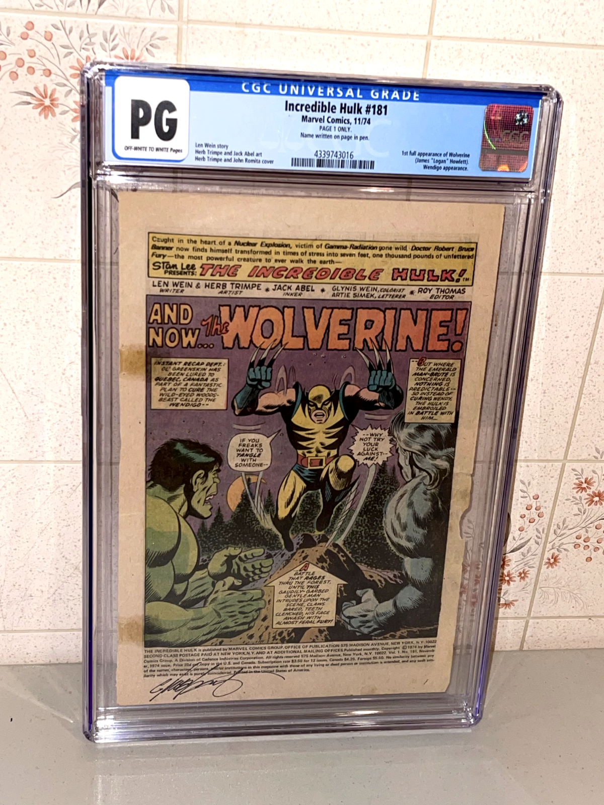 Incredible Hulk 181 Bronze Age 1st App Wolverine Marvel Comic 1974 CGC PG 1
