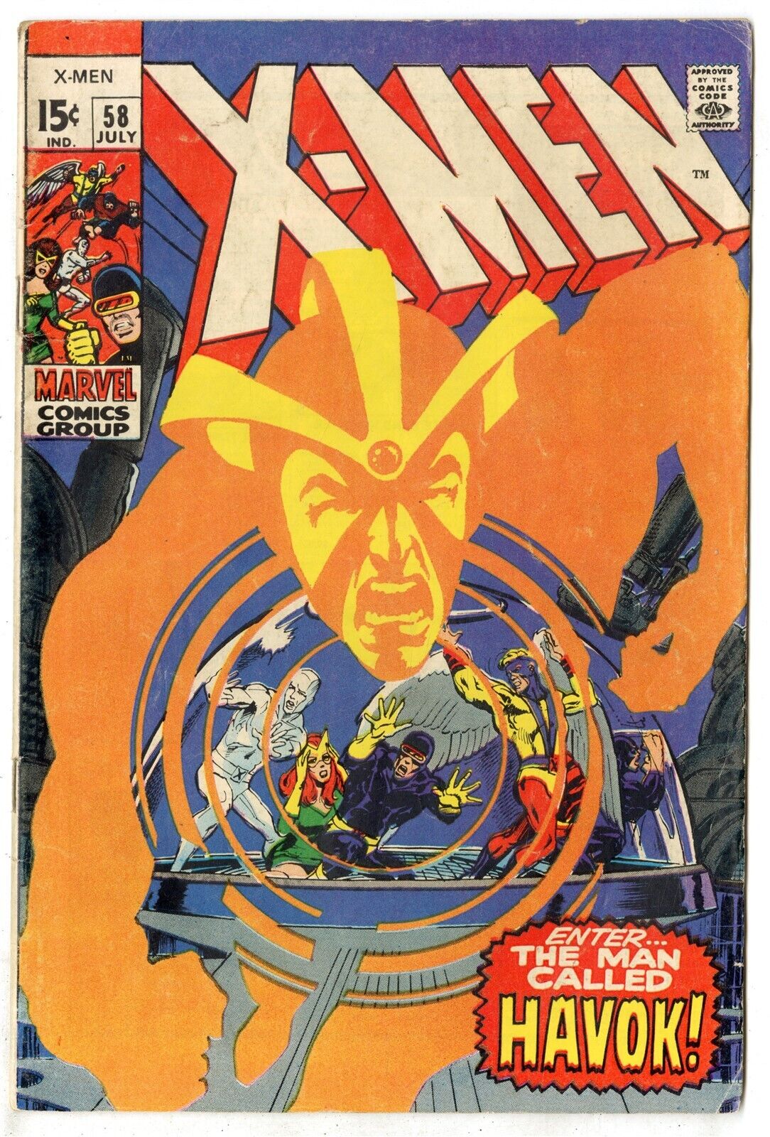 XMen 58 VG 35 owwhite pages  1st Havok in Costume  Neal Adams  Marvel  1969