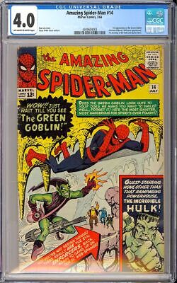 Amazing SpiderMan 14 1st App Green Goblin Hulk Marvel Comic 1964 CGC 40