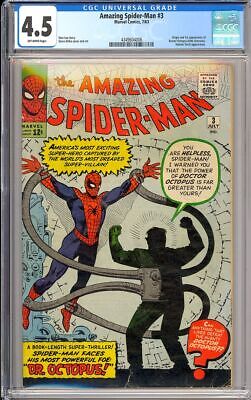 Amazing SpiderMan 3 Nice Silver Age Superhero Ditko Marvel Comic 1963 CGC 45