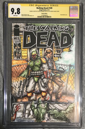 Walking Dead  109 CGC 98 Sketch Cover Chris Mcjunkin Yoda Boba Fett Star Wars