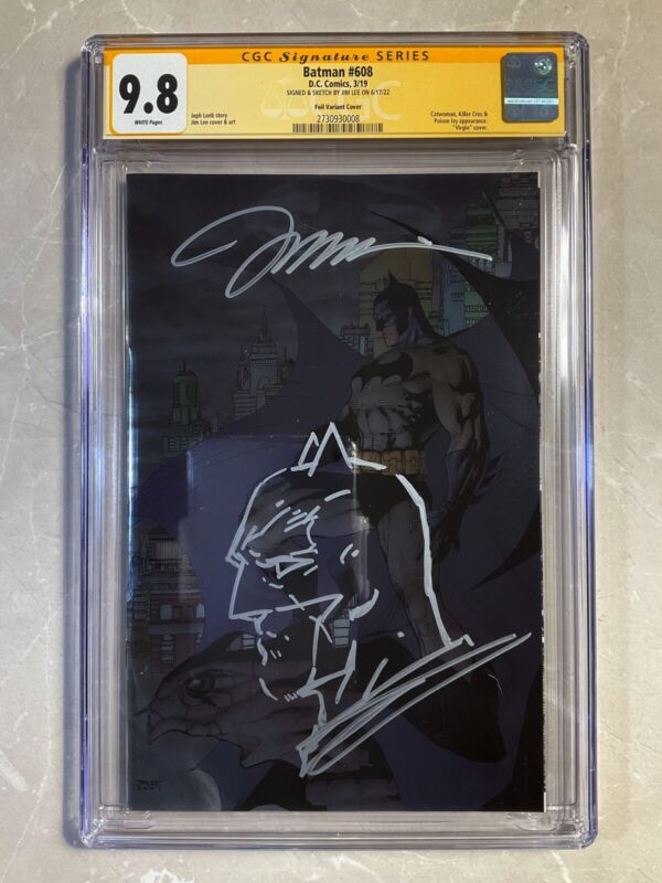 Batman 608 2019 DC Comics Signed Sketch Jim Lee Foil Virgin Variant B CGC 98