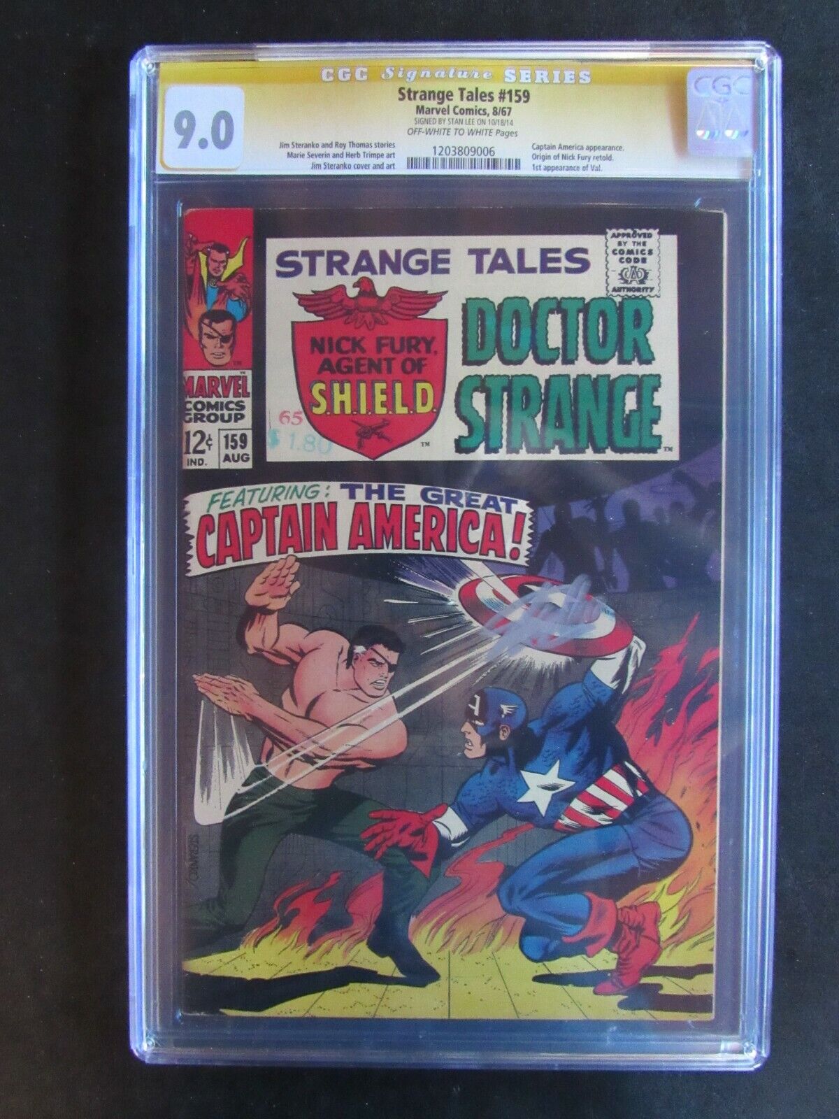 Strange Tales 159 CGC 90 SS Nick Fury CAP Doctor Strange 1967