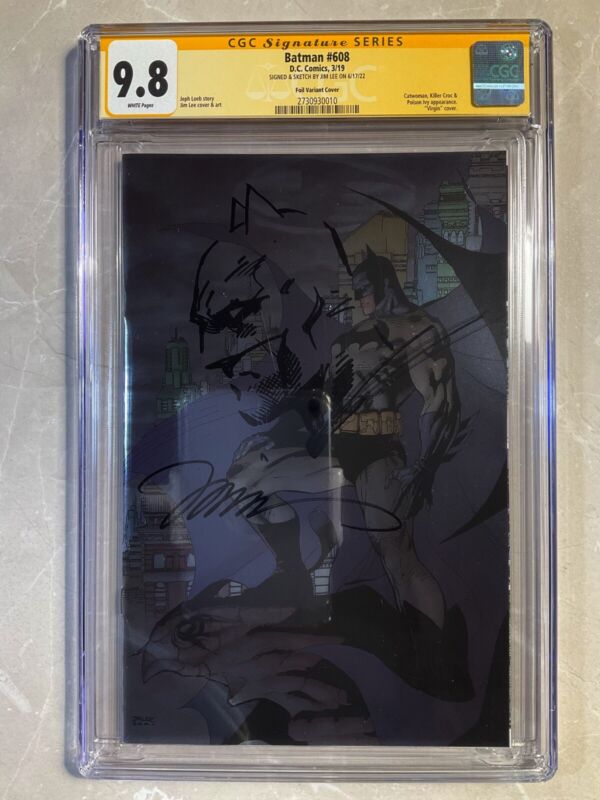 Batman 608 2019 DC Comics Signed Sketch Jim Lee Foil Virgin Variant B CGC 98