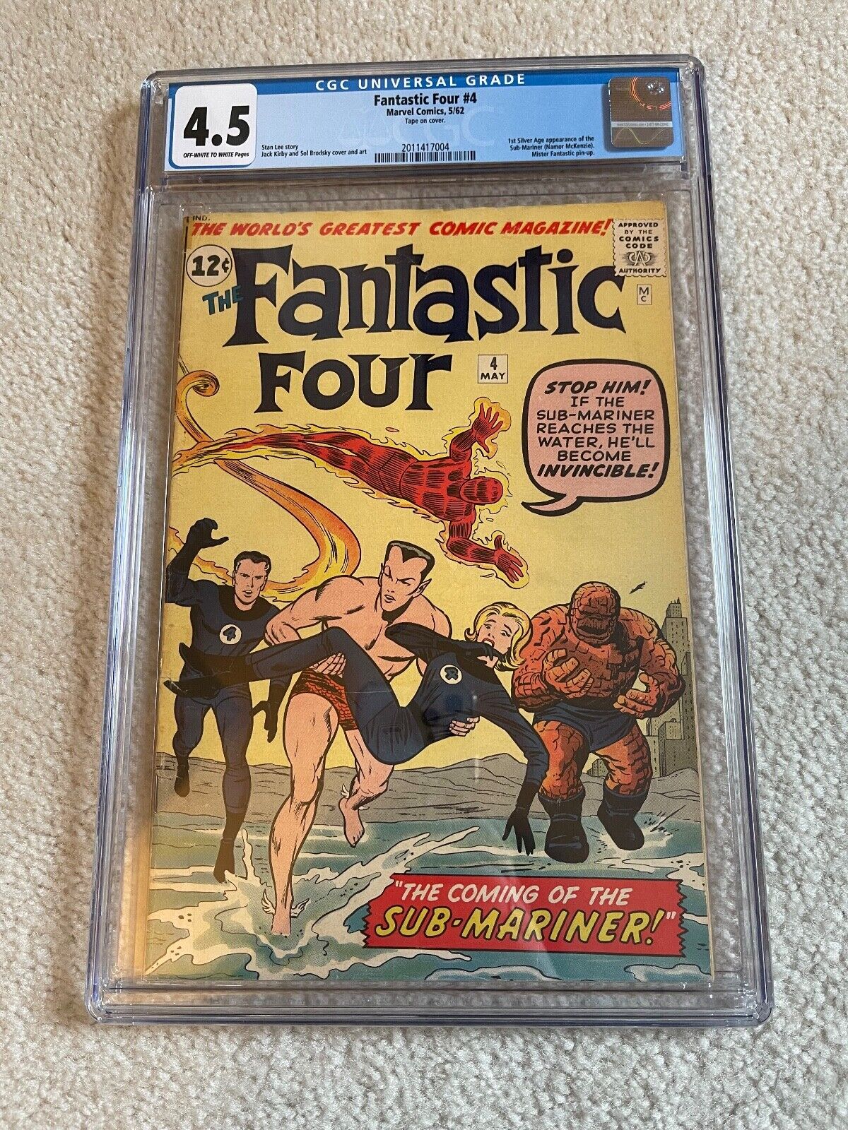 Fantastic Four 4 CGC 45 OW  White Pages 1st Silver Age SubMariner UK