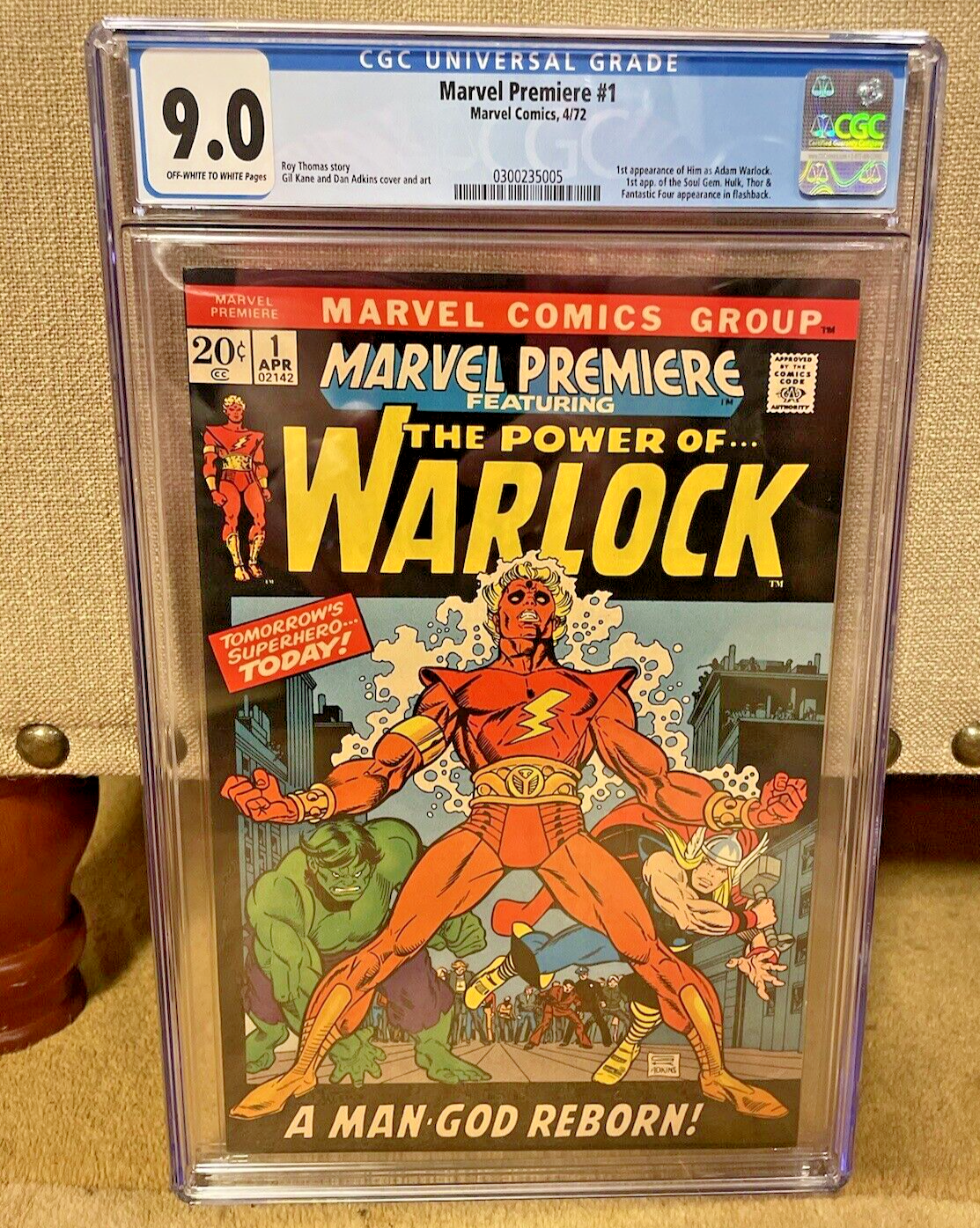 MARVEL PREMIERE 1 CGC 90 OW WHITE PAGES MARVEL  1st ADAM WARLOCK MCU Guardians