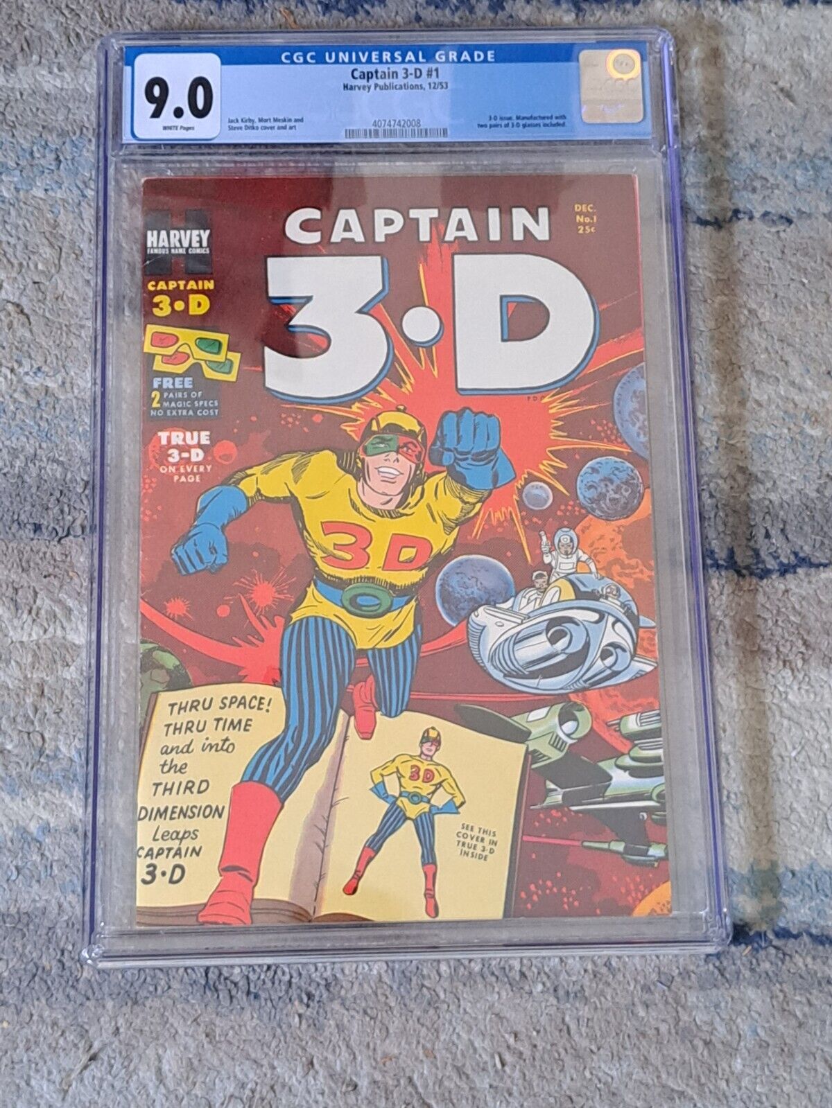 CAPTAIN 3D 1 1953 JACK KIRBY STEVE DITKO CGC 90 GOLDEN AGE