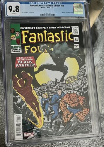 FANTASTIC FOUR 52 FACSIMILE EDITION 2023 1 CGC 98 WP  1ST APP BLACK PANTHER