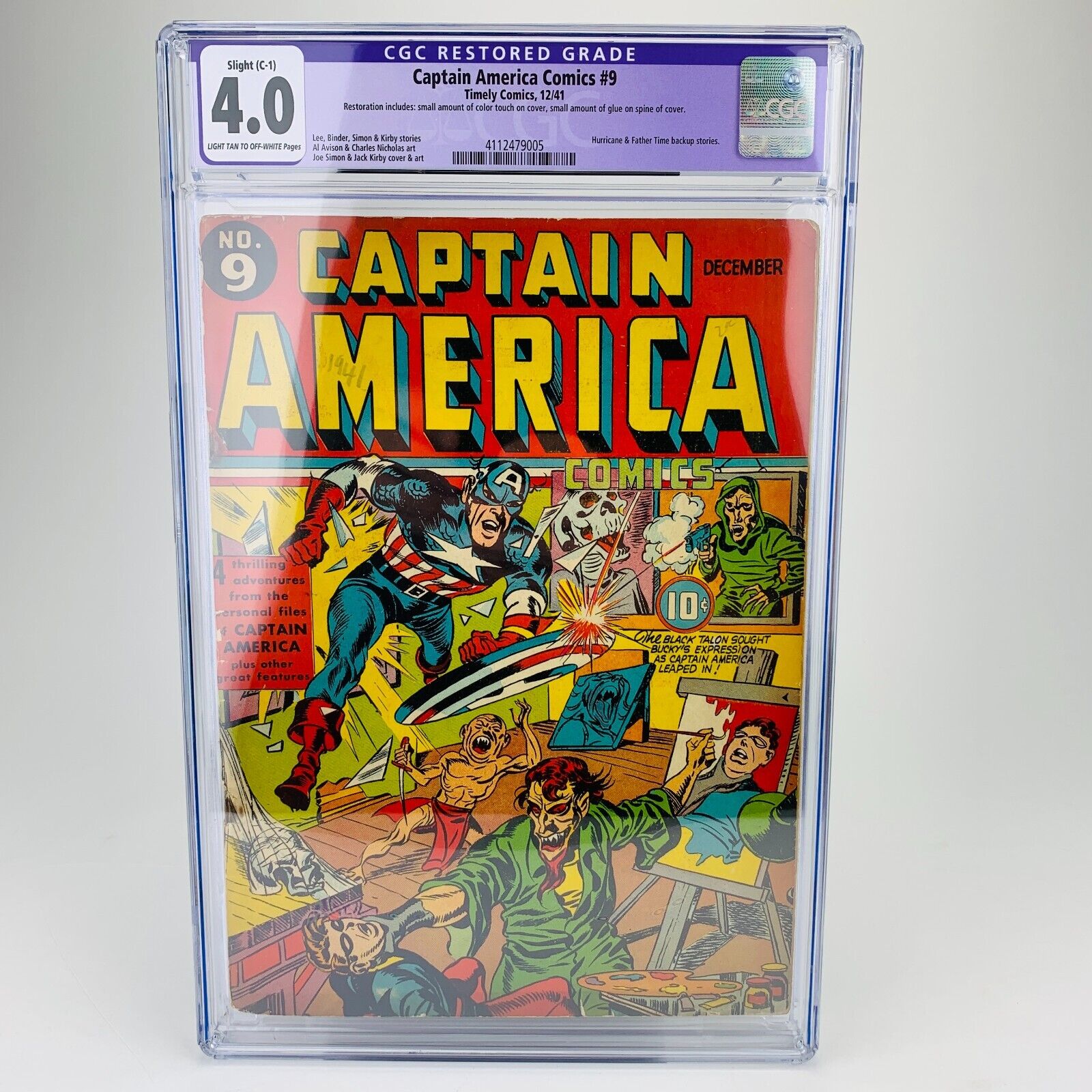 ULTRA RARE Captain America Comics 9  CGC 40 VG 1941 Timely Golden Age Comic