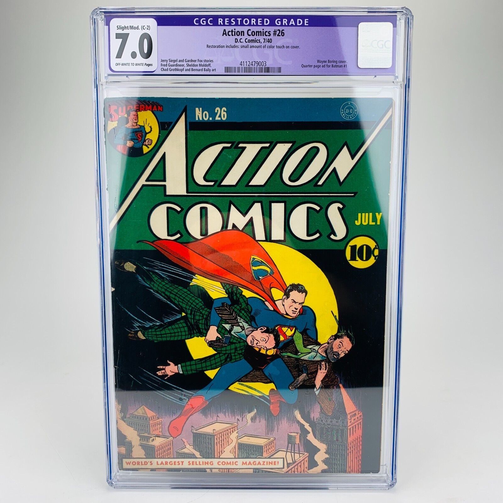 RARE  ACTION COMICS 26   CGC 70 FNVF  1940 DC Golden Age Comic