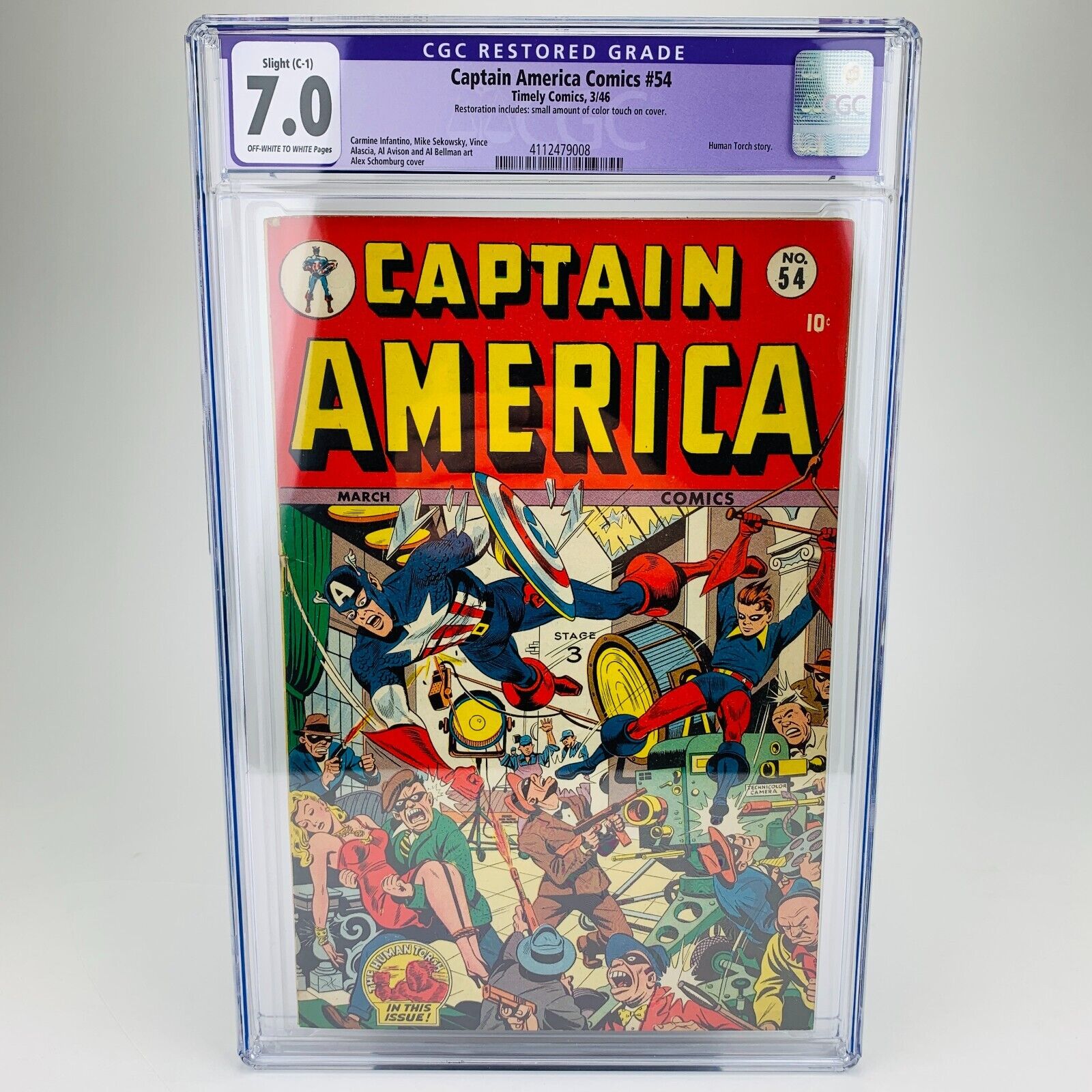 RARE  CAPTAIN AMERICA 54   CGC 70 FNVF  1946 Timely Golden Age Comic