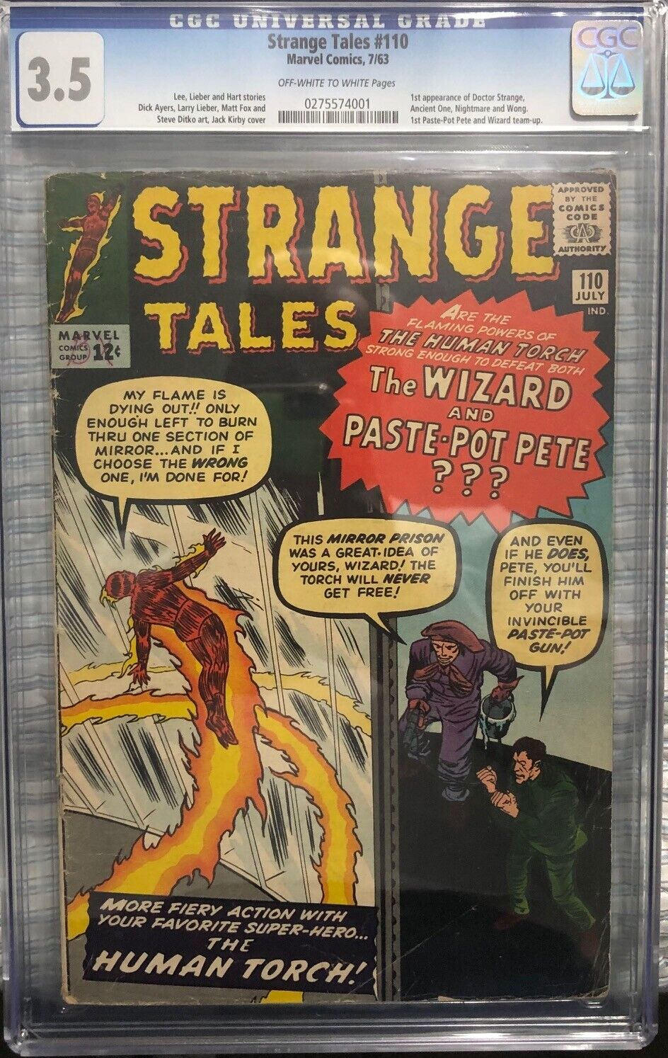 Strange Tales 110 CGC 35  Marvel Jul 1963  1st Doc Strange  Nice OWW Paper