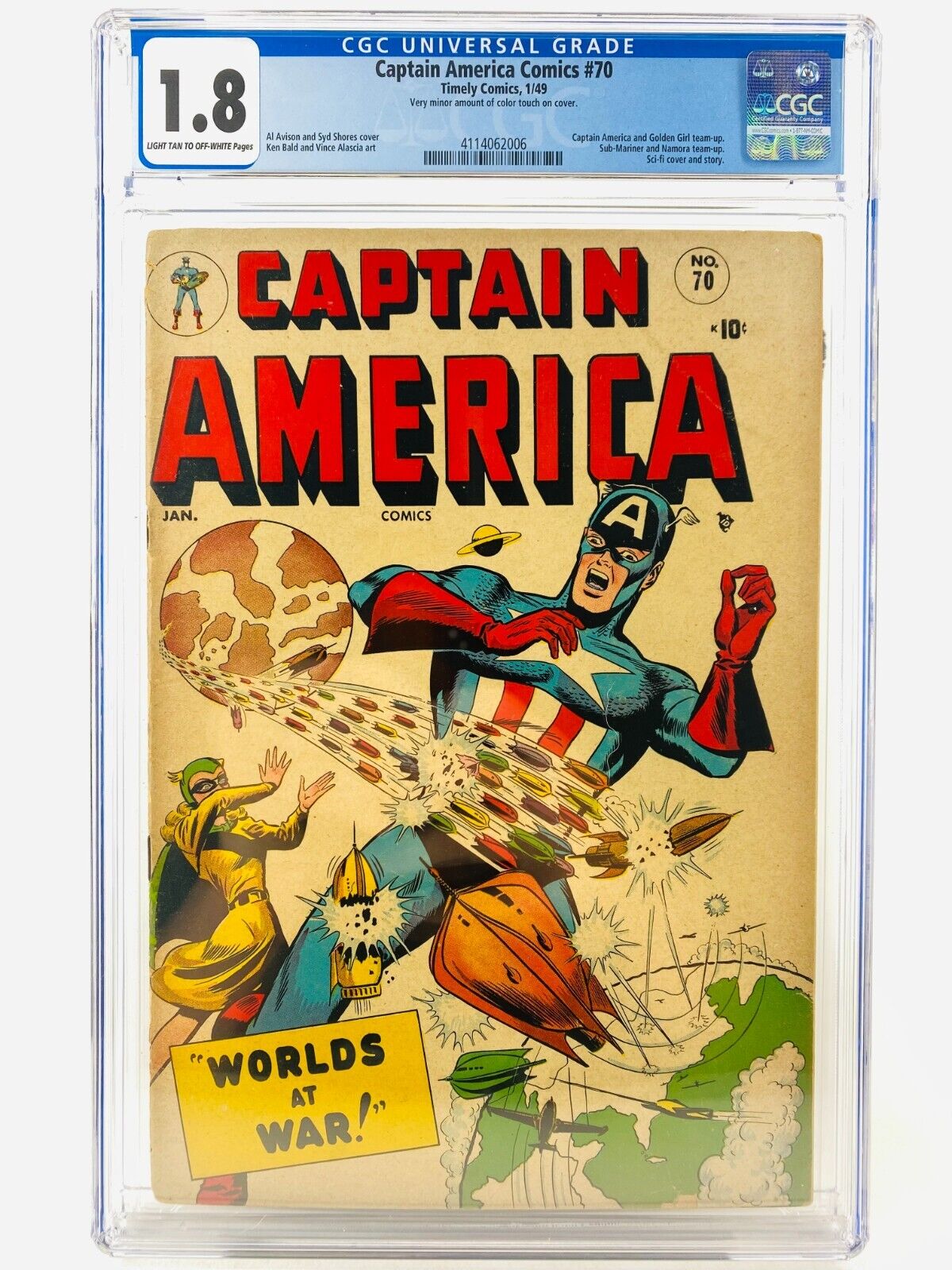 RARE  CAPTAIN AMERICA COMICS 70 1949 CGC 18 Golden Age Comic  WAR