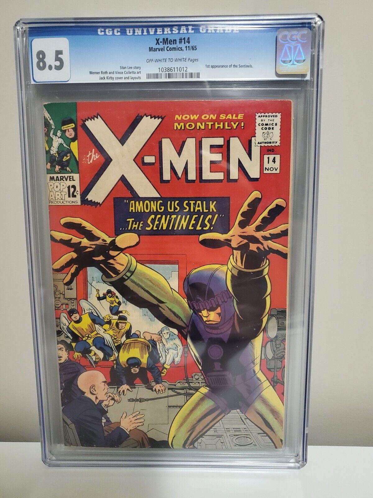 XMEN 14 CGC 85 OWW PAGES 1ST SENTINEL APPEARANCE 1965