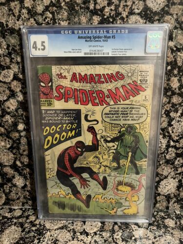 Amazing SpiderMan 5 CGC 45 1963 1st Dr Doom outside Fantastic Four