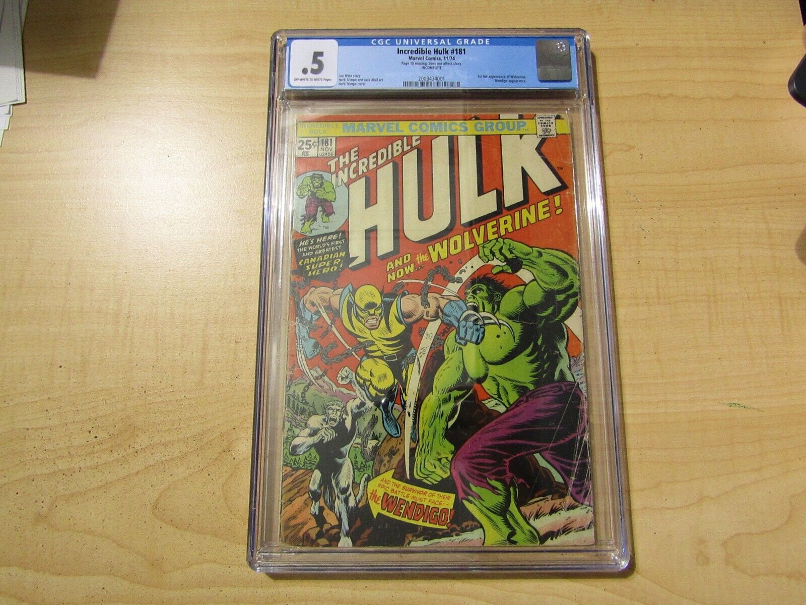 Incredible Hulk 181 1st Full Wolverine Missing Page 10 MVS CGC 5 Key Marvel