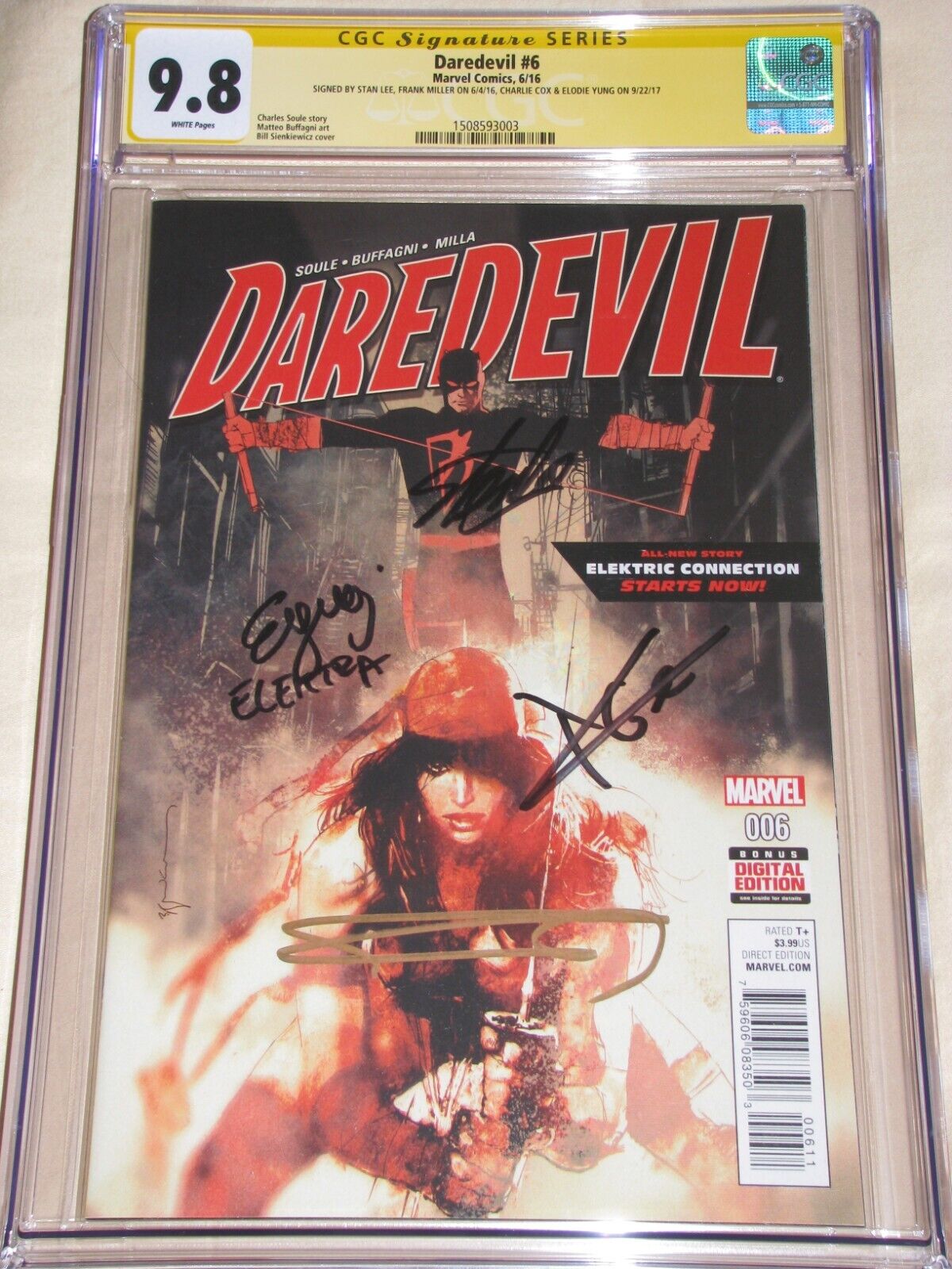 Daredevil 6 CGC 98 SS signed by Stan Lee Charlie Cox Frank Miller 232 1st Nuke