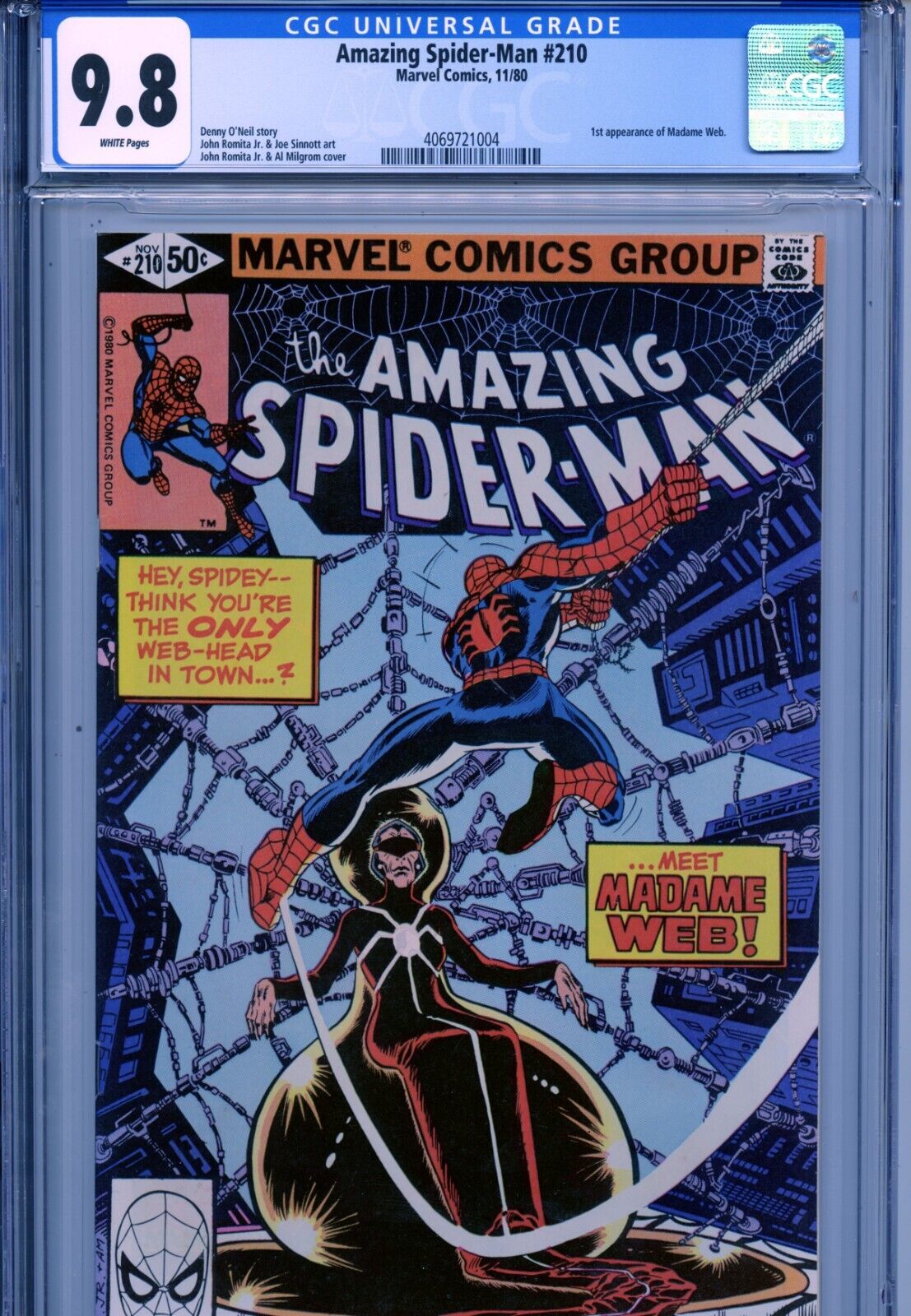 1980 MARVEL AMAZING SPIDERMAN 210 1ST APPEARANCE MADAME WEB CGC 98 WHITE