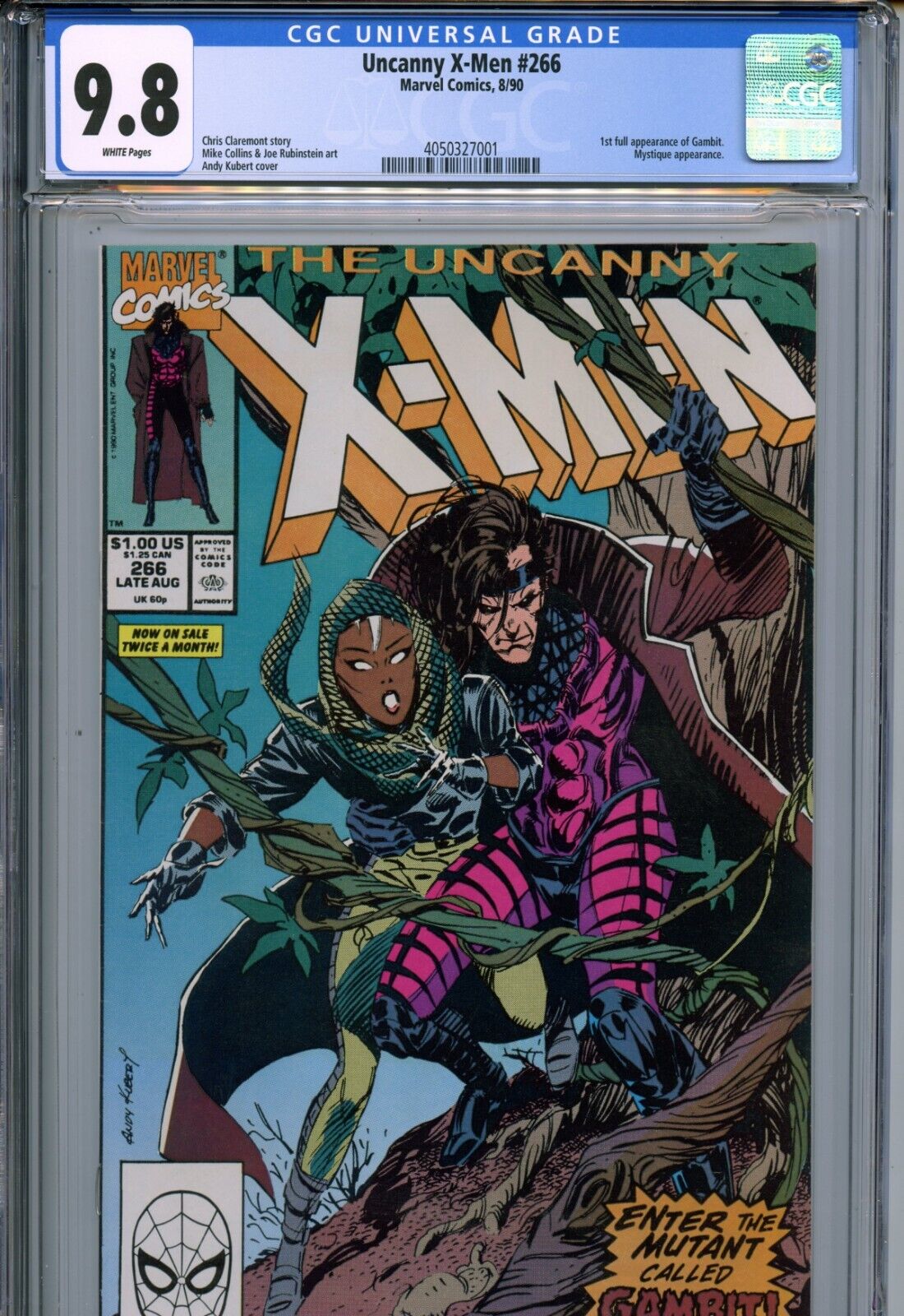 1990 MARVEL UNCANNY XMEN  266 1ST APPEARANCE OF GAMBIT CGC 98 WP