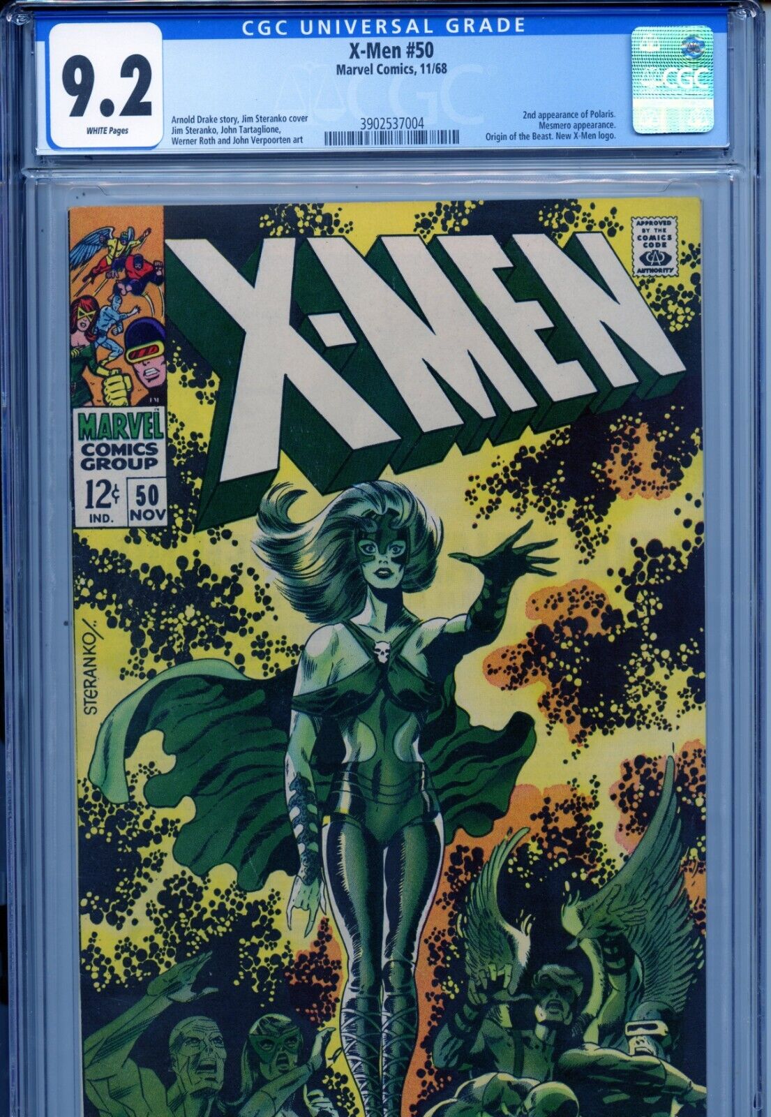 1968 MARVEL XMEN 50 2ND APPEARANCE OF POLARIS STERANKO COVER  ART CGC 92