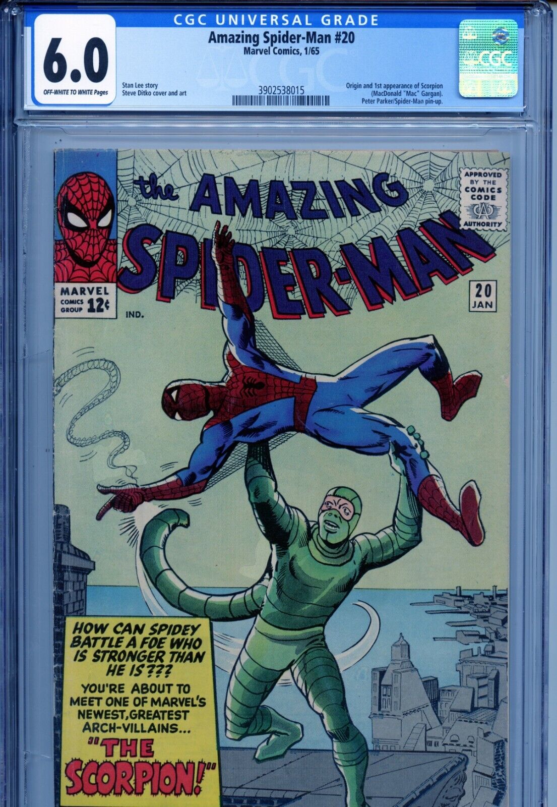 1965 MARVEL AMAZING SPIDERMAN 20 1ST APPEARANCE  ORIGIN OF SCORPION CGC 60