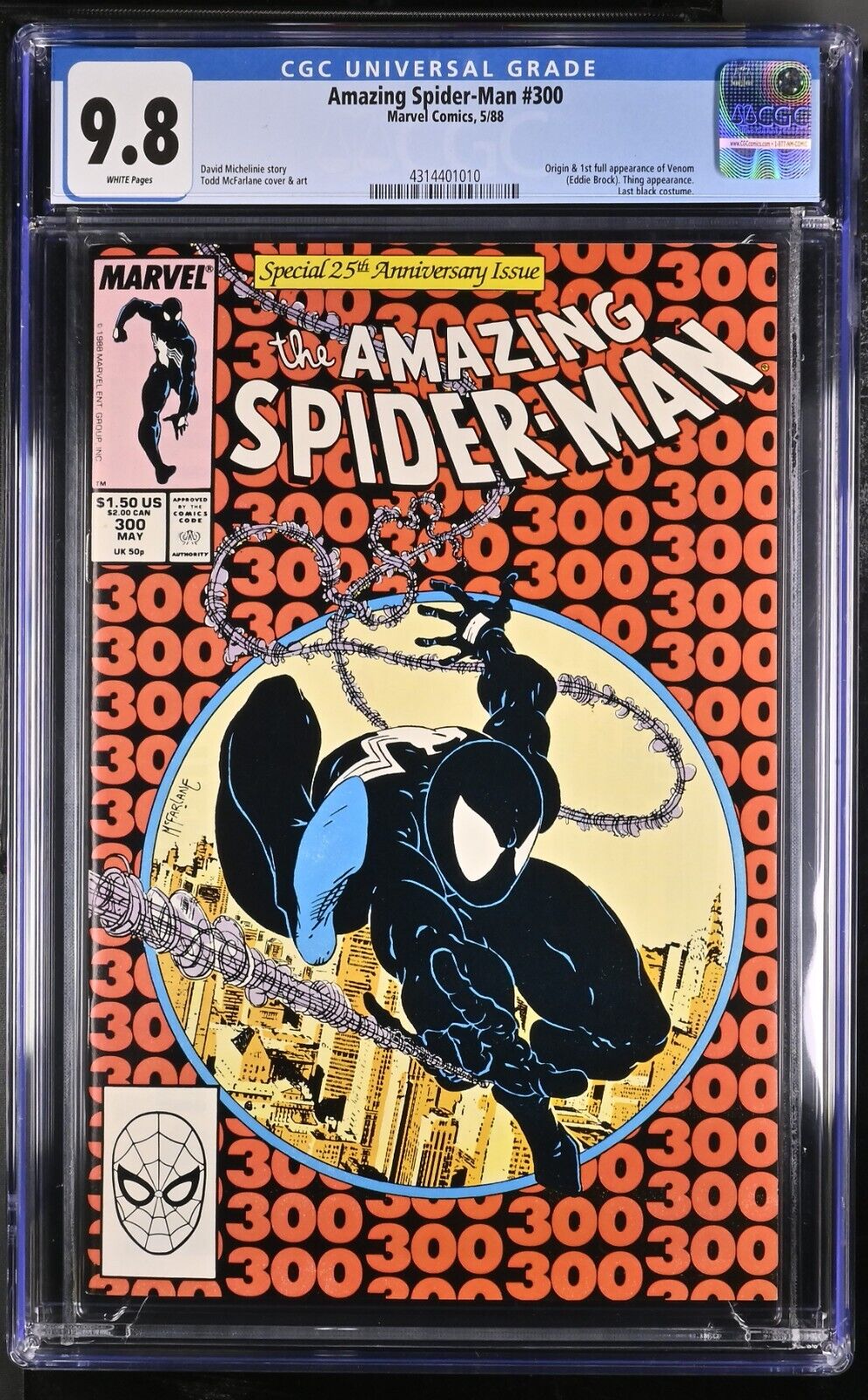 1988 MARVEL AMAZING SPIDERMAN 300 TODD McFARLANE 1ST APP VENOM CGC 98 WHITE