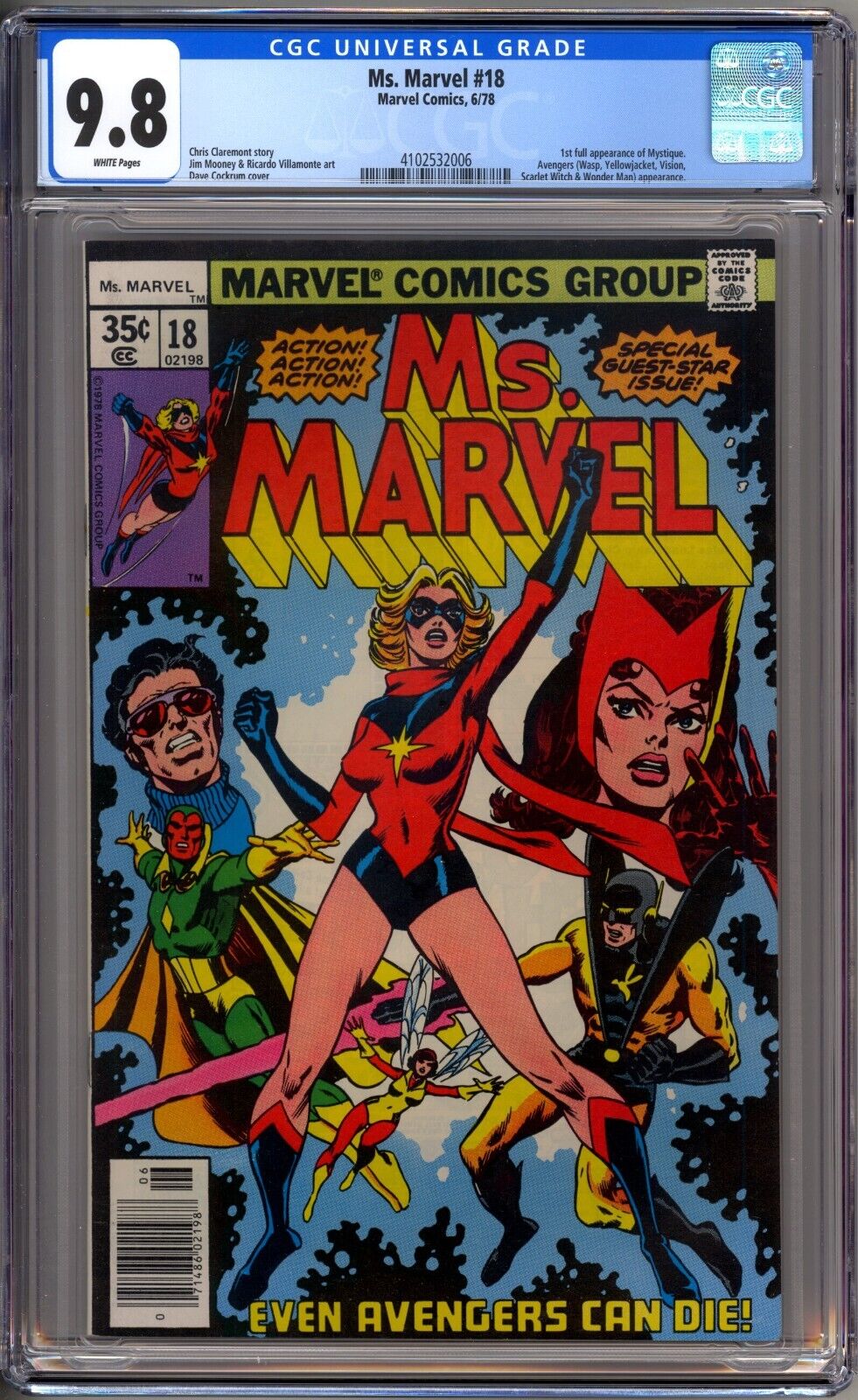 Ms Marvel 18 CGC Graded 98 NMMT 1st Mystique Marvel Comics 1978