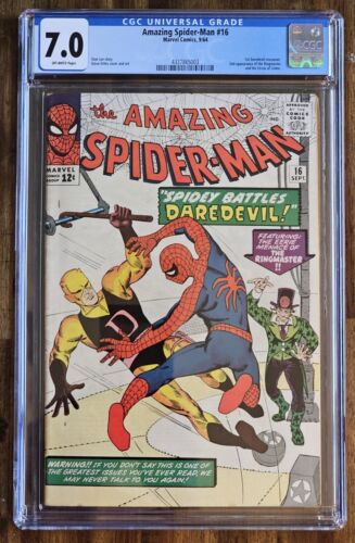 AMAZING SPIDERMAN 16 CGC 701ST DAREDEVIL CROSS OVER2ND RINGMASTERNICE